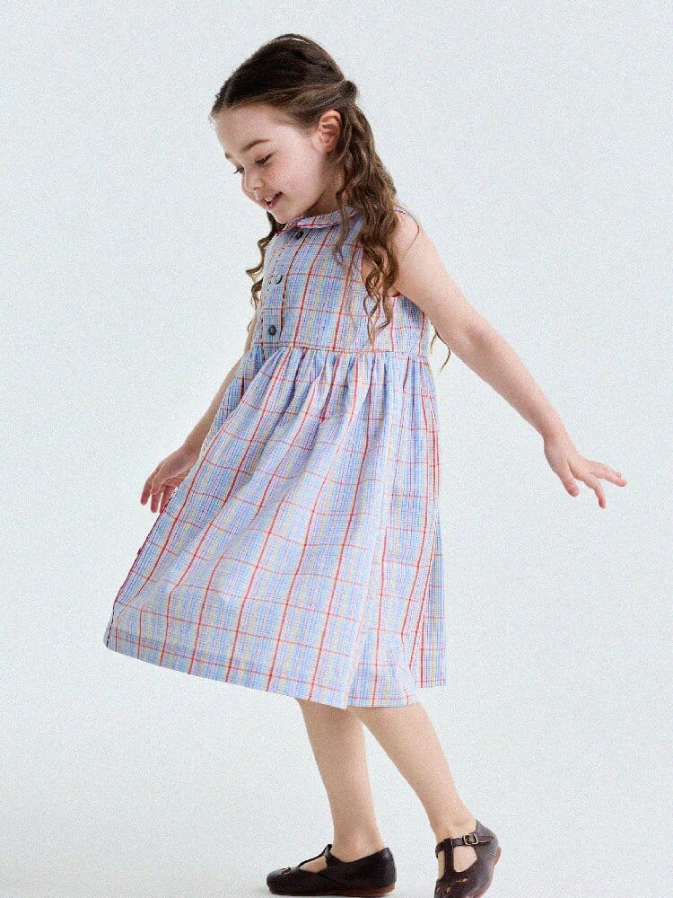 Peter Pan Collar Plaid Dress ラウンドカラー ノースリーブワンピース【mh0013177】 yunerma ノースリーブワンピース