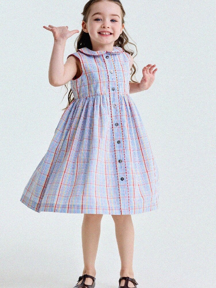 Peter Pan Collar Plaid Dress ラウンドカラー ノースリーブワンピース【mh0013177】 yunerma ノースリーブワンピース