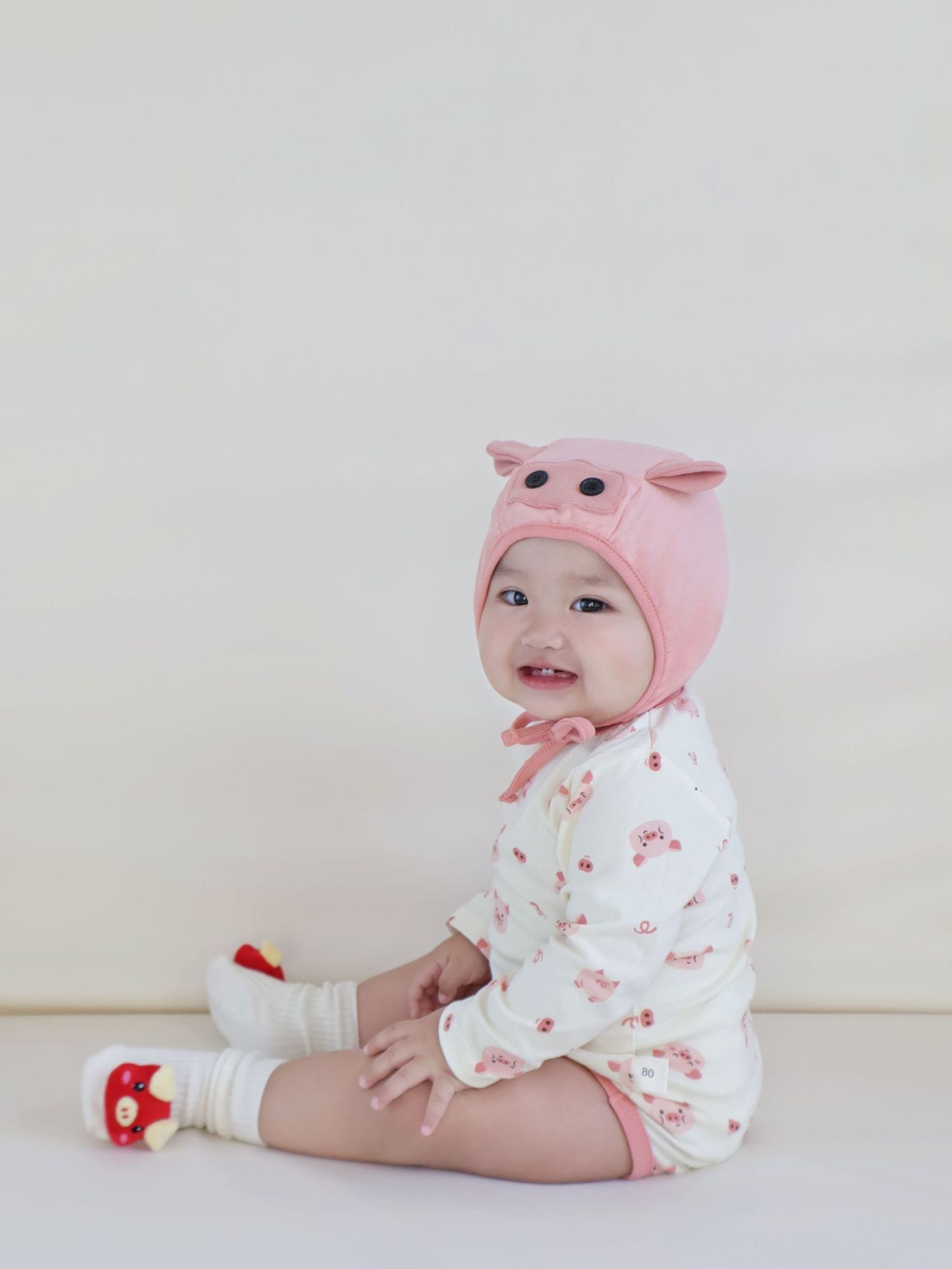 Pig Motif Long-Sleeve Romper ぶた 長袖ロンパース コスチューム【mh0013370】 TOMMY'S GIFTS 長袖ロンパース