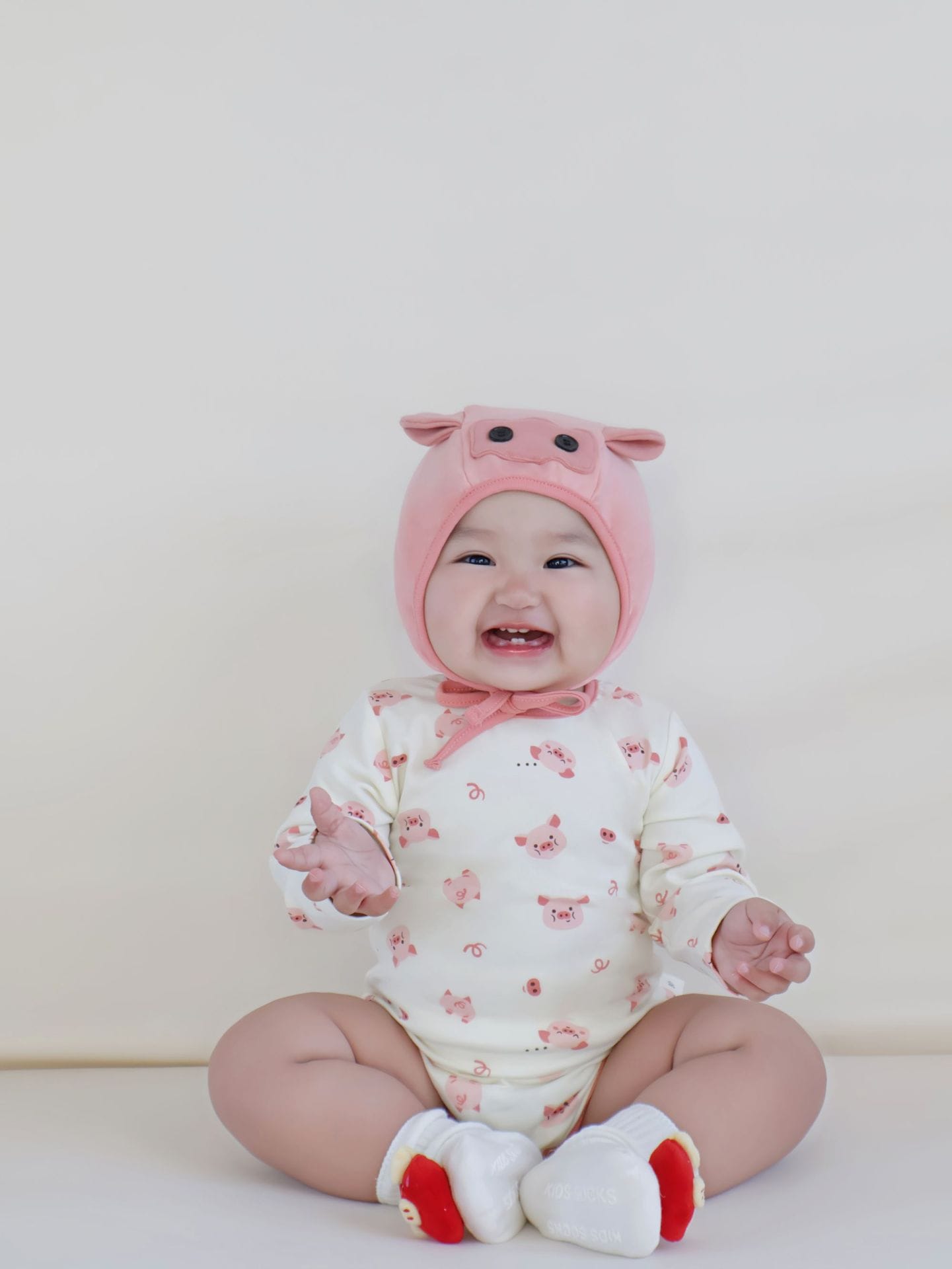 Pig Motif Long-Sleeve Romper ぶた 長袖ロンパース コスチューム【mh0013370】 TOMMY'S GIFTS 長袖ロンパース