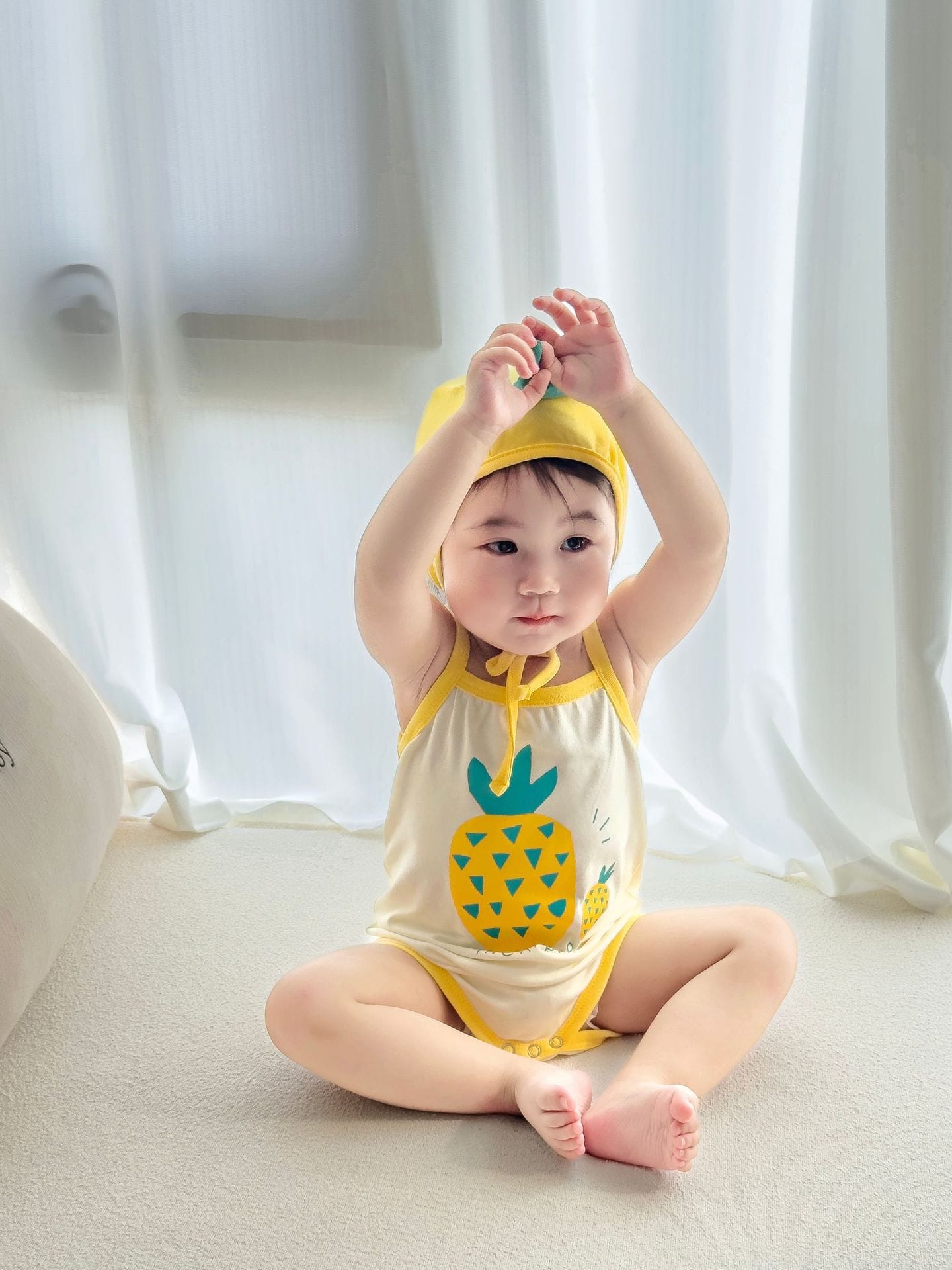Pineapple Printed Bonnet Camisole Romper パイナップル キャミソールロンパース【mh0013379】 TOMMY'S GIFTS ノースリーブロンパース