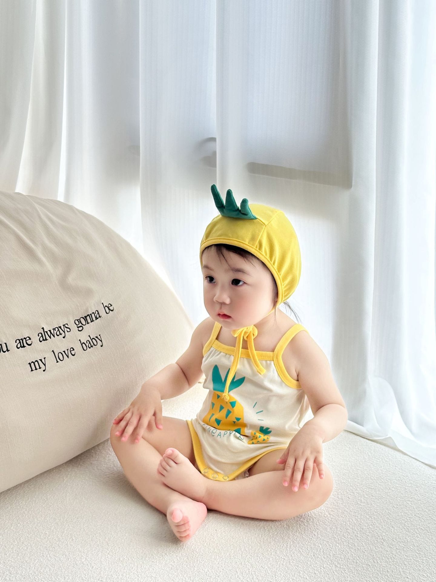Pineapple Printed Bonnet Camisole Romper パイナップル キャミソールロンパース【mh0013379】 TOMMY'S GIFTS ノースリーブロンパース