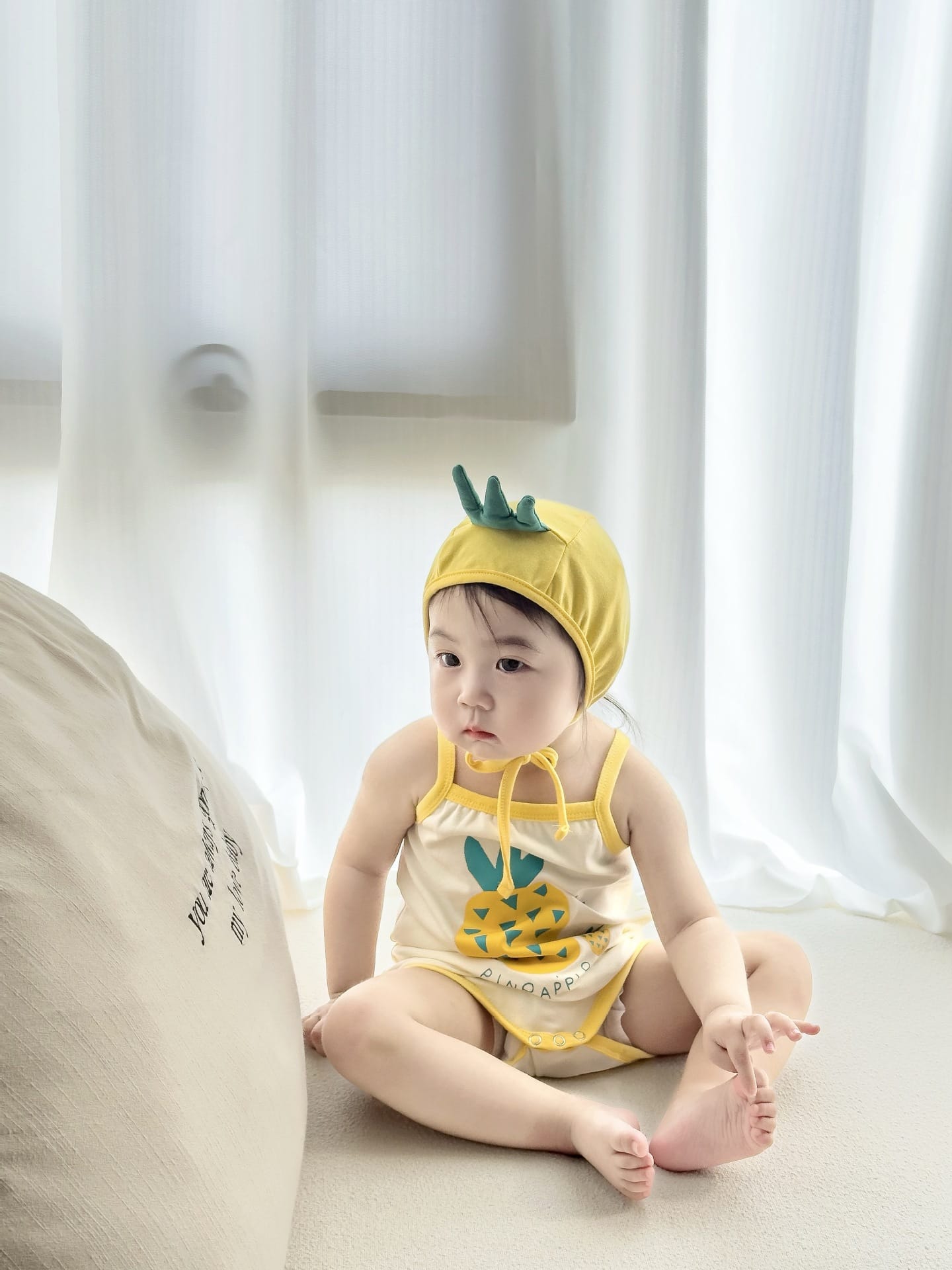 Pineapple Printed Bonnet Camisole Romper パイナップル キャミソールロンパース【mh0013379】 TOMMY'S GIFTS ノースリーブロンパース