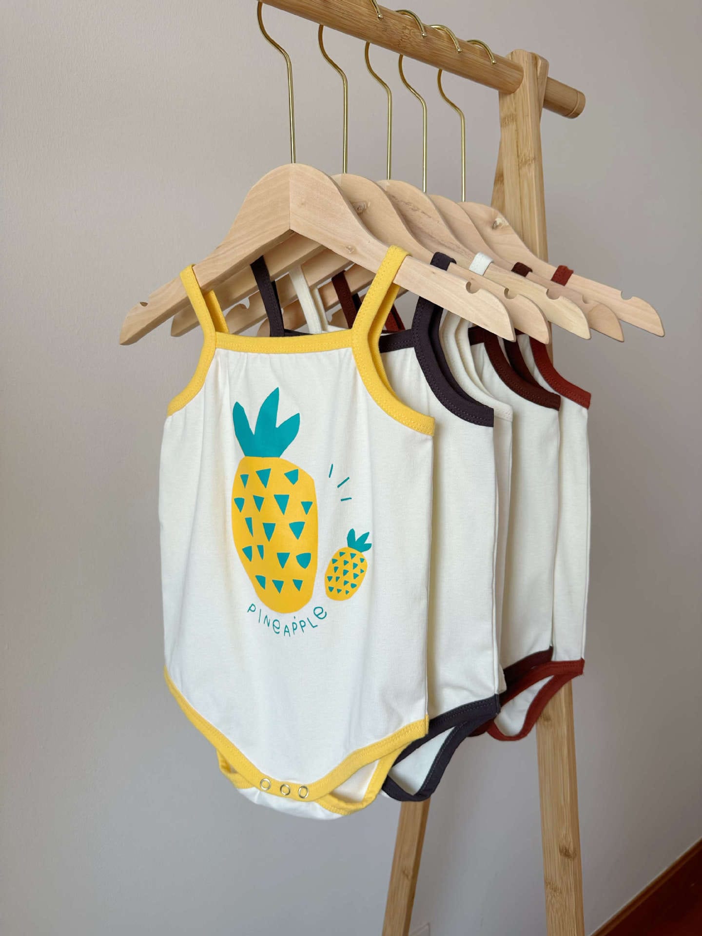 Pineapple Printed Bonnet Camisole Romper パイナップル キャミソールロンパース【mh0013379】 TOMMY'S GIFTS ノースリーブロンパース