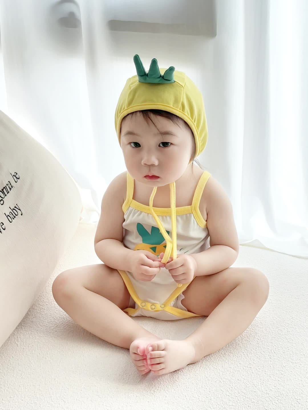 Pineapple Printed Bonnet Camisole Romper パイナップル キャミソールロンパース【mh0013379】 TOMMY'S GIFTS ノースリーブロンパース