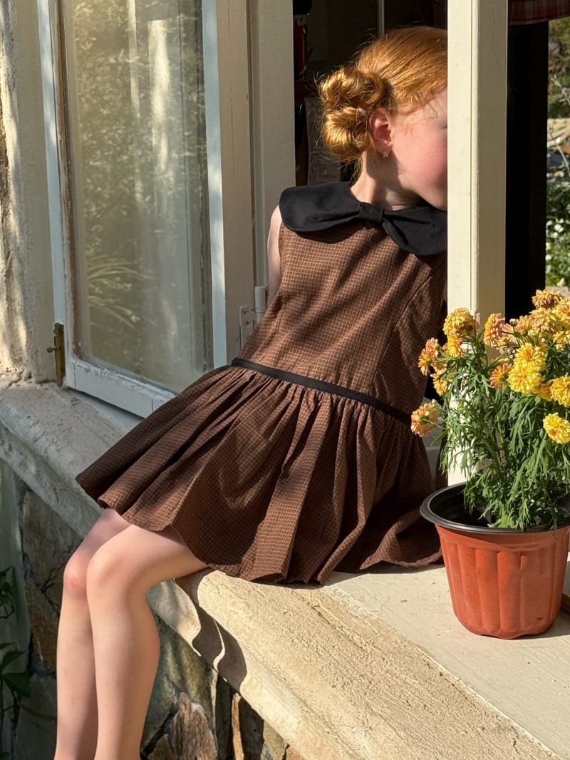 Plaid Bow Lapel Tank Dress 丸襟 ノースリーブワンピース【mh0013266】 Chengle ノースリーブワンピース
