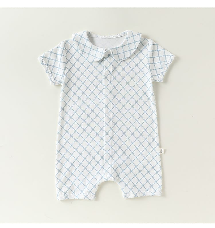Plaid Cotton Romper ドールカラー 半袖ロンパース【mh0013028】 Beitaoya 半袖ロンパース