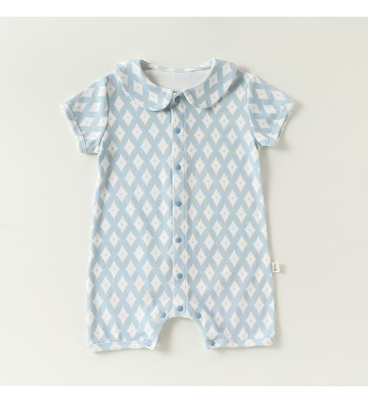 Plaid Cotton Romper ドールカラー 半袖ロンパース【mh0013028】 Beitaoya 半袖ロンパース