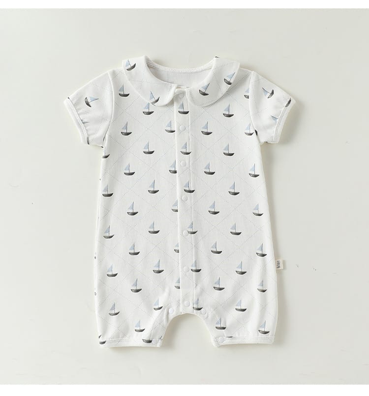 Plaid Cotton Romper ドールカラー 半袖ロンパース【mh0013028】 Beitaoya 半袖ロンパース