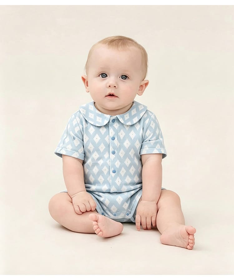 Plaid Cotton Romper ドールカラー 半袖ロンパース【mh0013028】 Beitaoya 半袖ロンパース