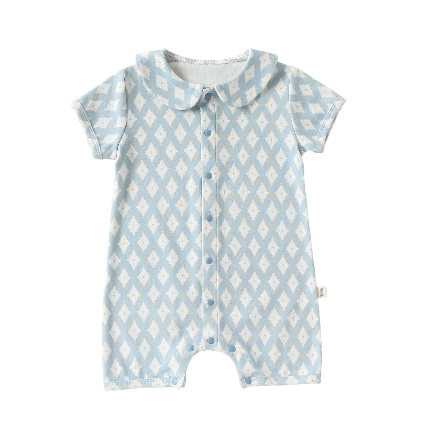 Plaid Cotton Romper ドールカラー 半袖ロンパース【mh0013028】 Blue bottom rhombus / 66cm Beitaoya 半袖ロンパース