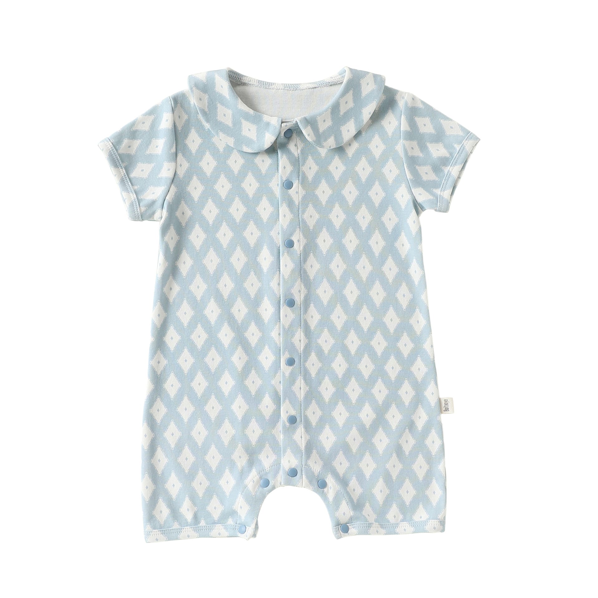Plaid Cotton Romper ドールカラー 半袖ロンパース【mh0013028】 Blue bottom rhombus / 66cm Beitaoya 半袖ロンパース