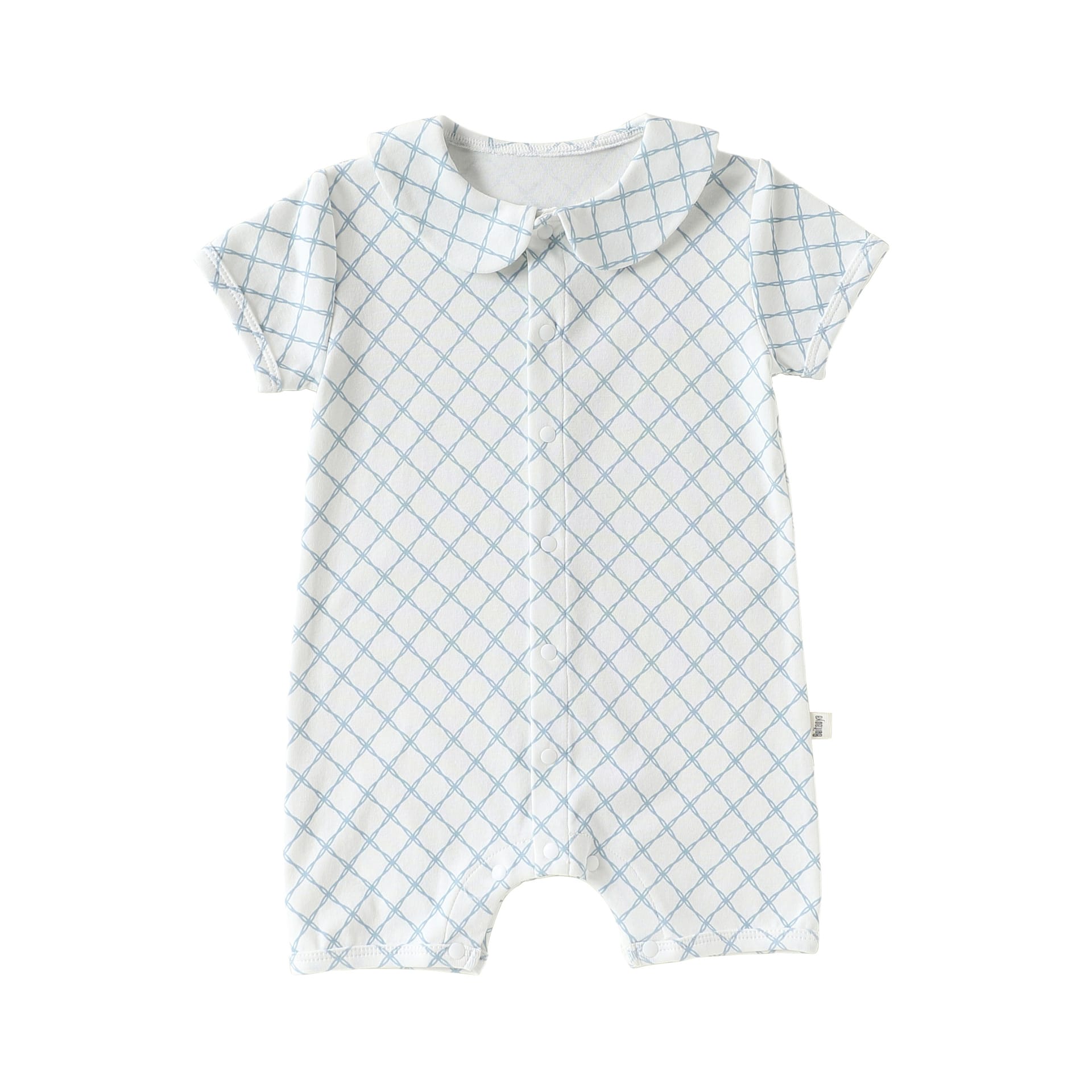 Plaid Cotton Romper ドールカラー 半袖ロンパース【mh0013028】 Blue check / 66cm Beitaoya 半袖ロンパース