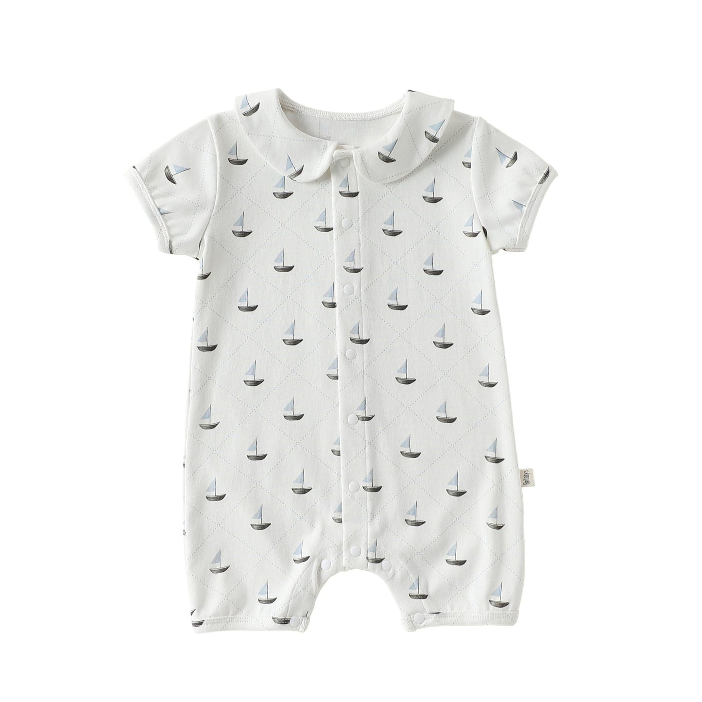 Plaid Cotton Romper ドールカラー 半袖ロンパース【mh0013028】 Small sailboat / 66cm Beitaoya 半袖ロンパース
