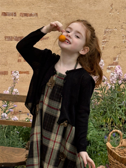 Plaid Flower Applique Slip Dress チェック フラワーモチーフ キャミソールワンピース【mh0012427】 Chengle