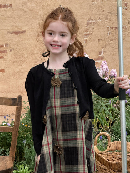 Plaid Flower Applique Slip Dress チェック フラワーモチーフ キャミソールワンピース【mh0012427】 Chengle