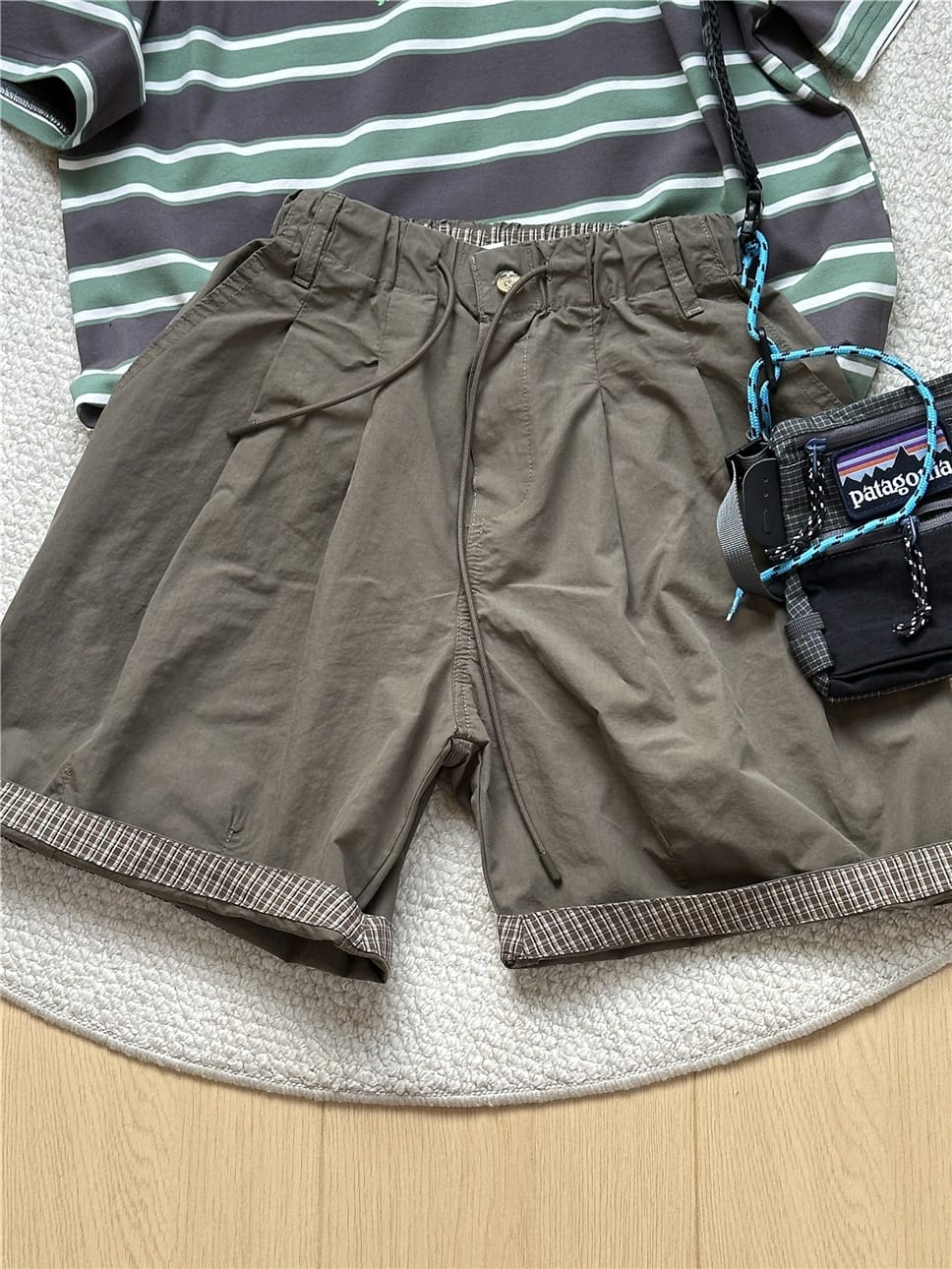 Plaid Hem Shorts チェックヘム タックハーフパンツ【mh0012955】 snidols ハーフパンツ・ショートパンツ