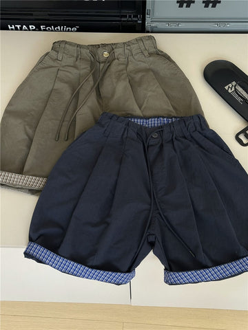 Plaid Hem Shorts チェックヘム タックハーフパンツ【mh0012955】 snidols ハーフパンツ・ショートパンツ