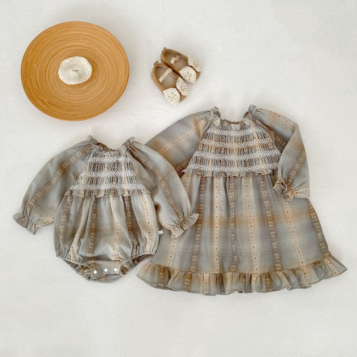 Plaid Jacquard Dress & Romper チェック ジャガード ワンピース ロンパース【mh0012404】 mamahalo shop