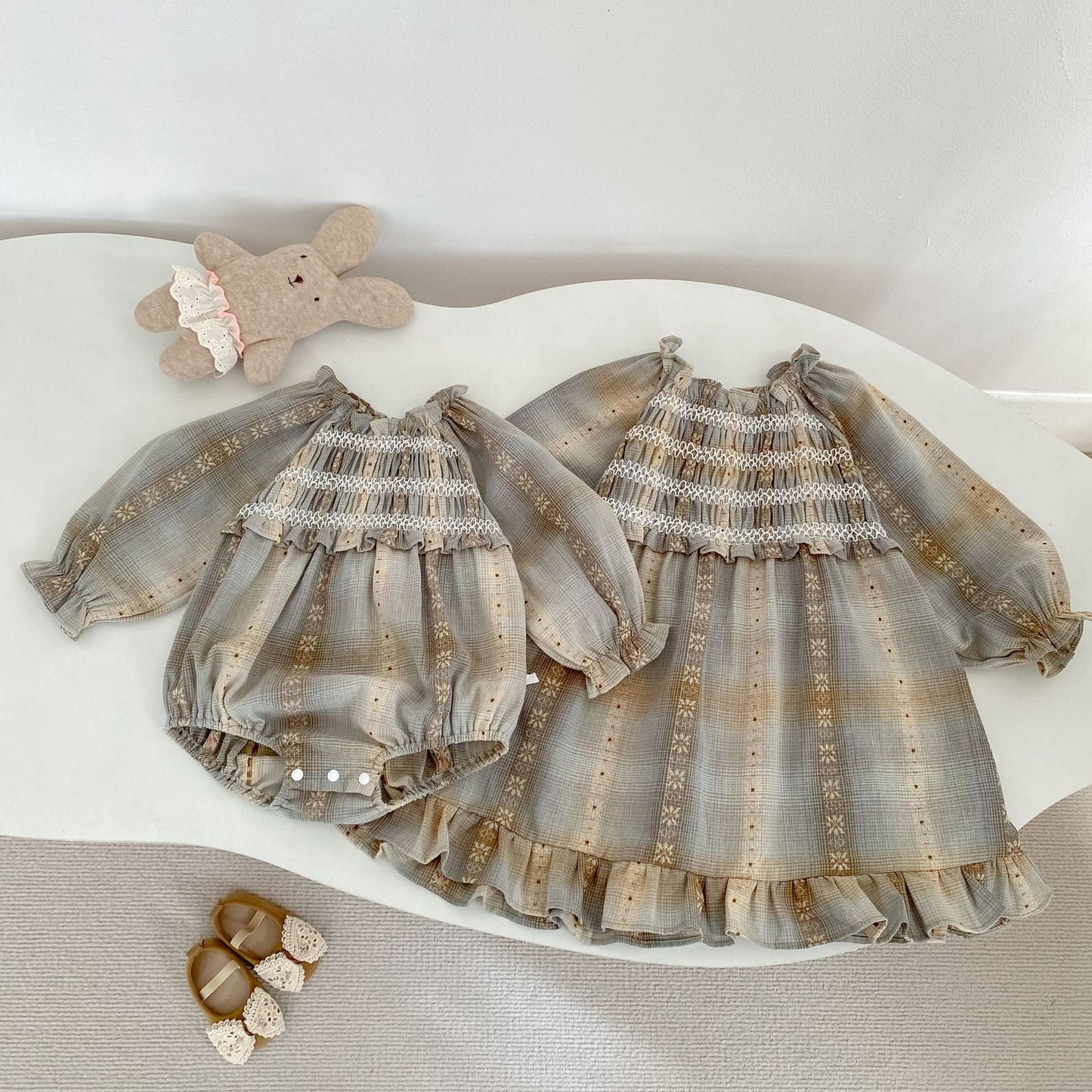 Plaid Jacquard Dress & Romper チェック ジャガード ワンピース ロンパース【mh0012404】 mamahalo shop