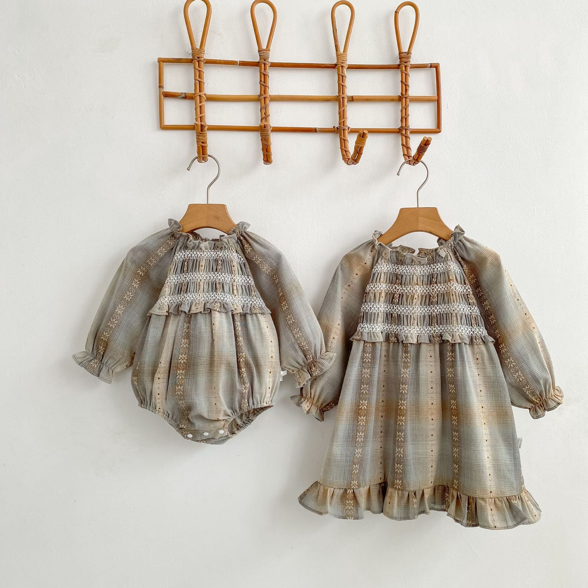 Plaid Jacquard Dress & Romper チェック ジャガード ワンピース ロンパース【mh0012404】 mamahalo shop