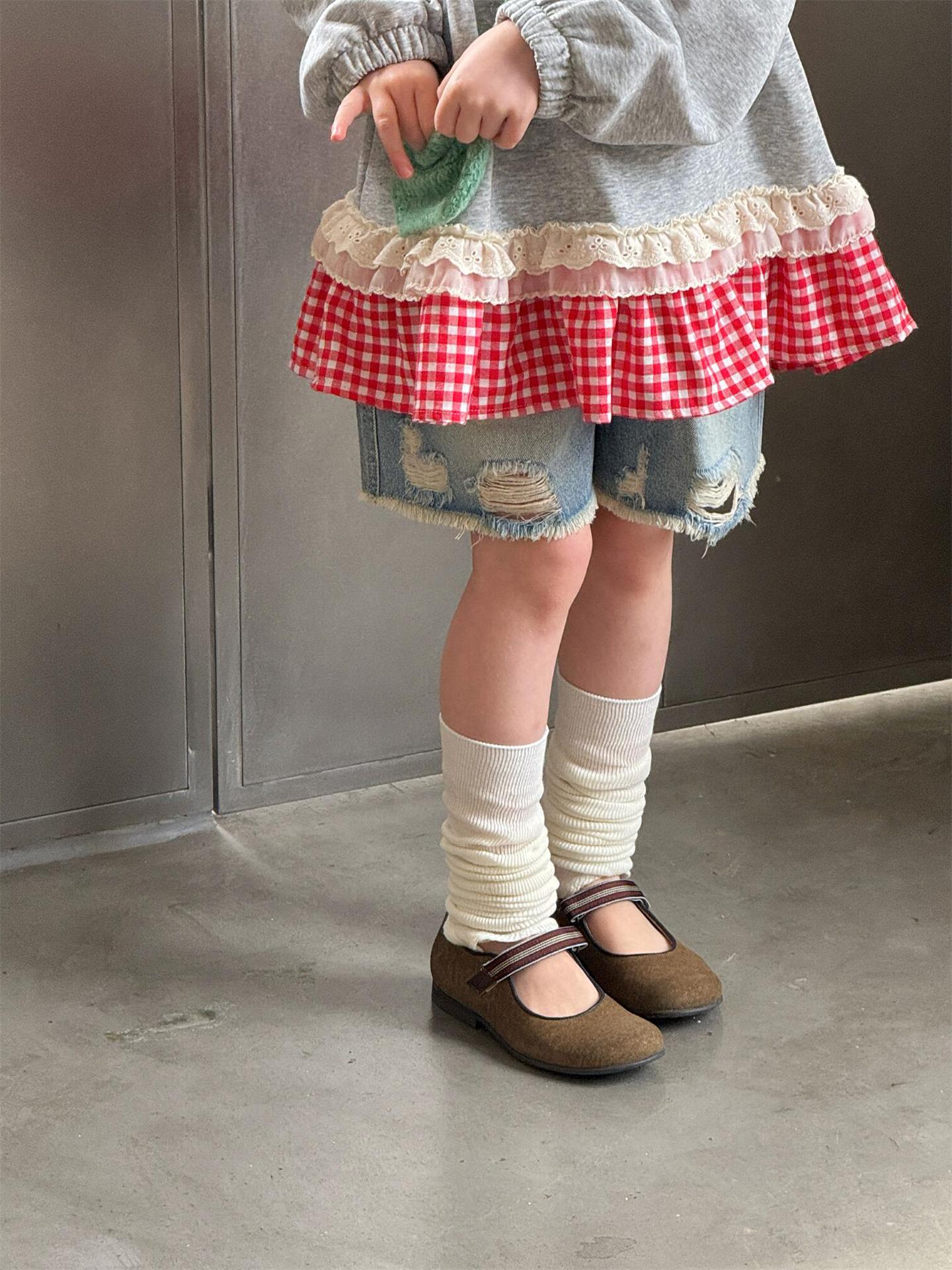 Plaid Lace Print Sweatshirt チェック柄 レース スウェットシャツ【mh0012314】 Jianzidan