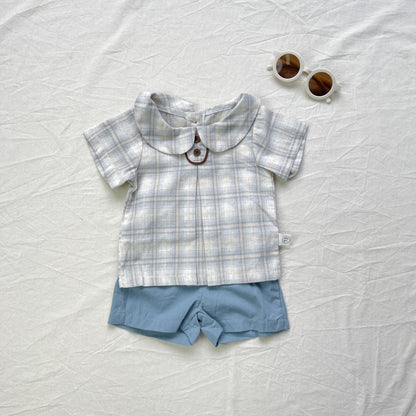 Plaid Lapel Refreshing Pants Set チェック柄 ラペル セットアップ【mh0012297】 Plaid / 73cm yi nian ni
