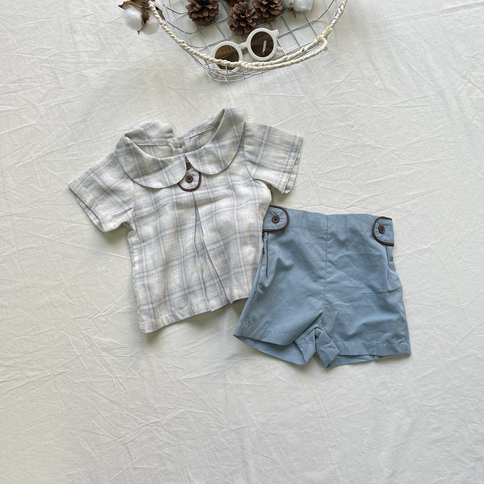 Plaid Lapel Refreshing Pants Set チェック柄 ラペル セットアップ【mh0012297】 yi nian ni