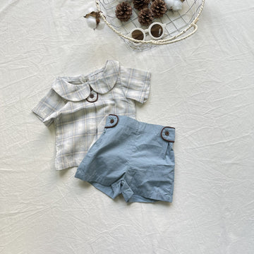 Plaid Lapel Refreshing Pants Set チェック柄 ラペル セットアップ【mh0012297】 yi nian ni