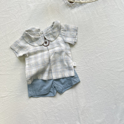 Plaid Lapel Refreshing Pants Set チェック柄 ラペル セットアップ【mh0012297】 yi nian ni