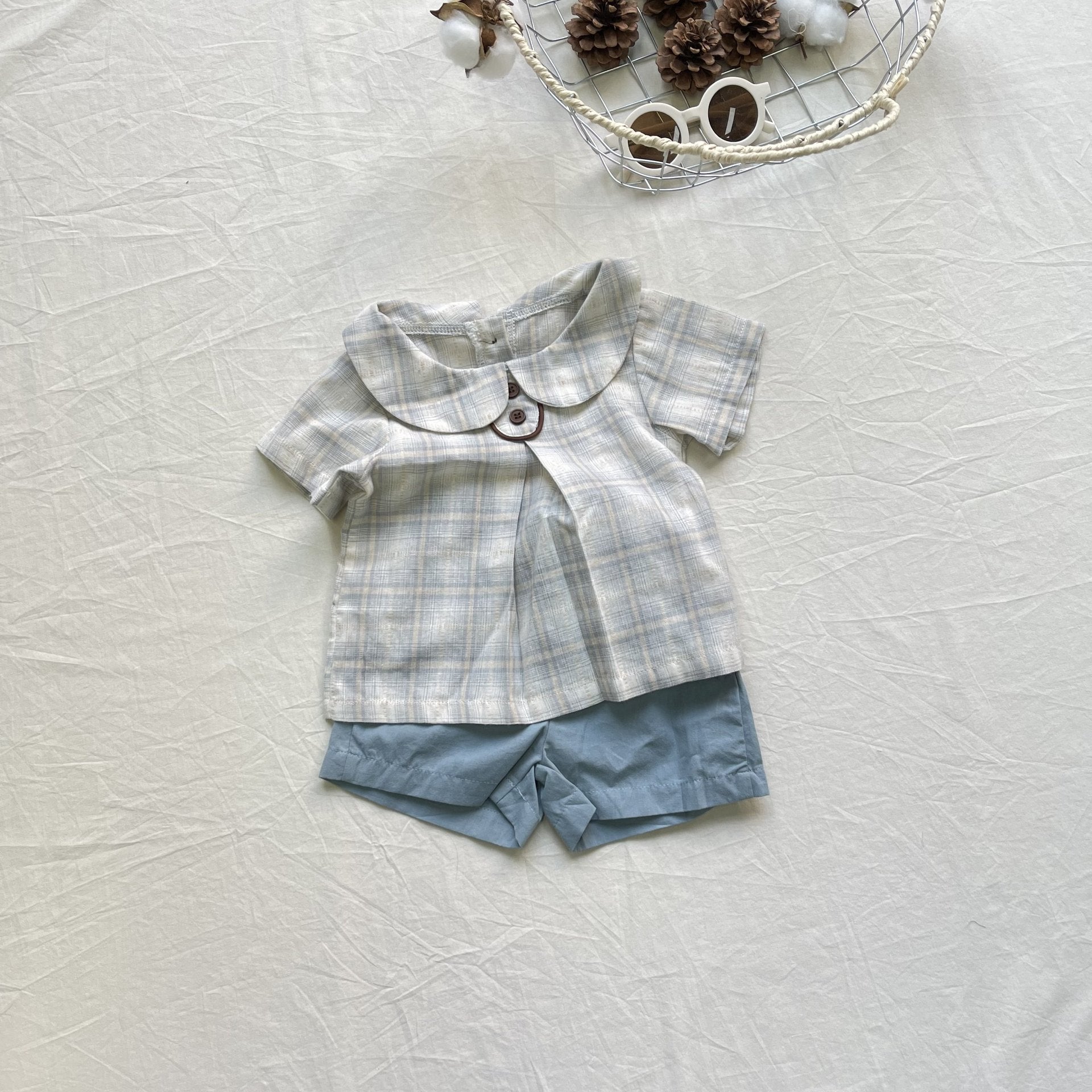 Plaid Lapel Refreshing Pants Set チェック柄 ラペル セットアップ【mh0012297】 yi nian ni