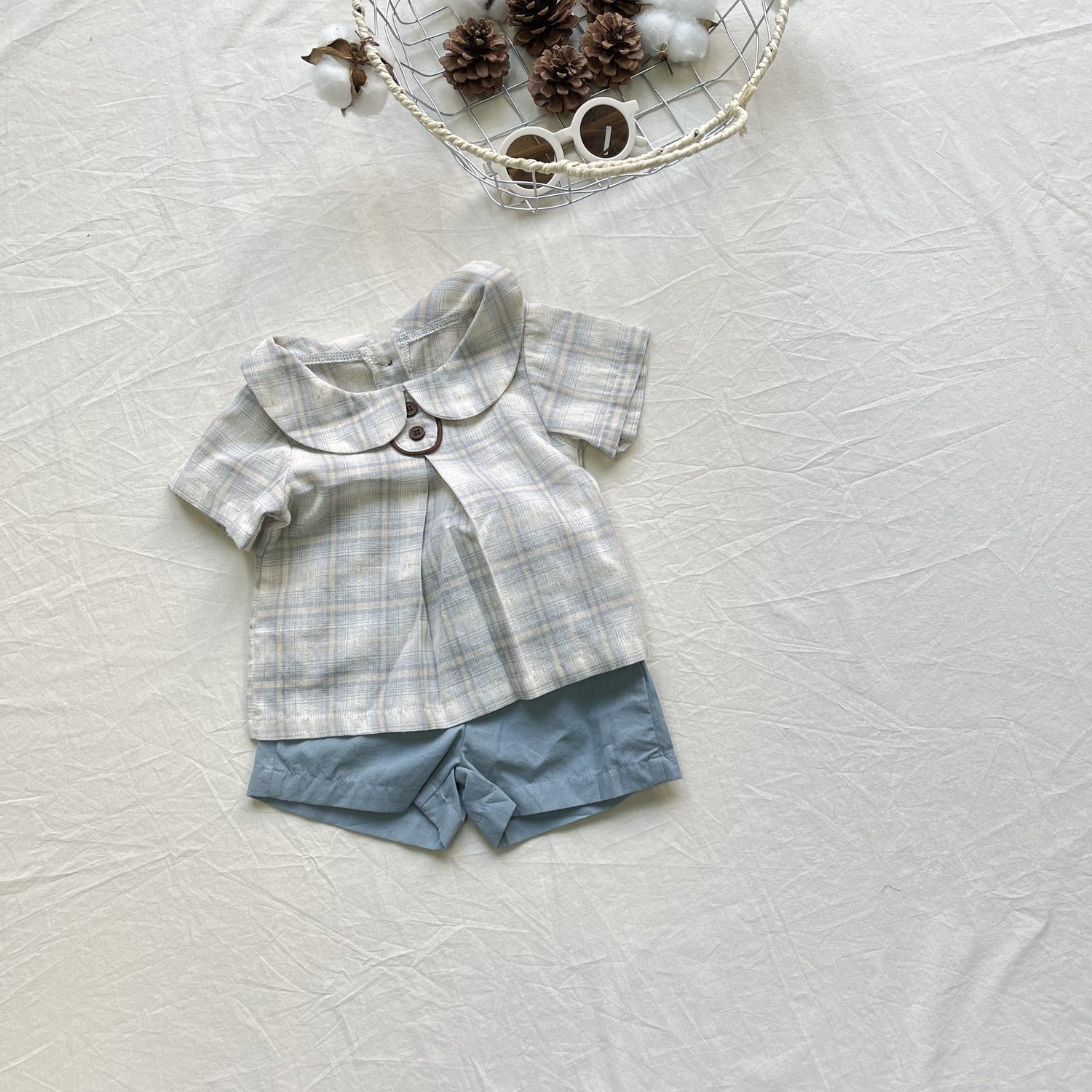 Plaid Lapel Refreshing Pants Set チェック柄 ラペル セットアップ【mh0012297】 yi nian ni