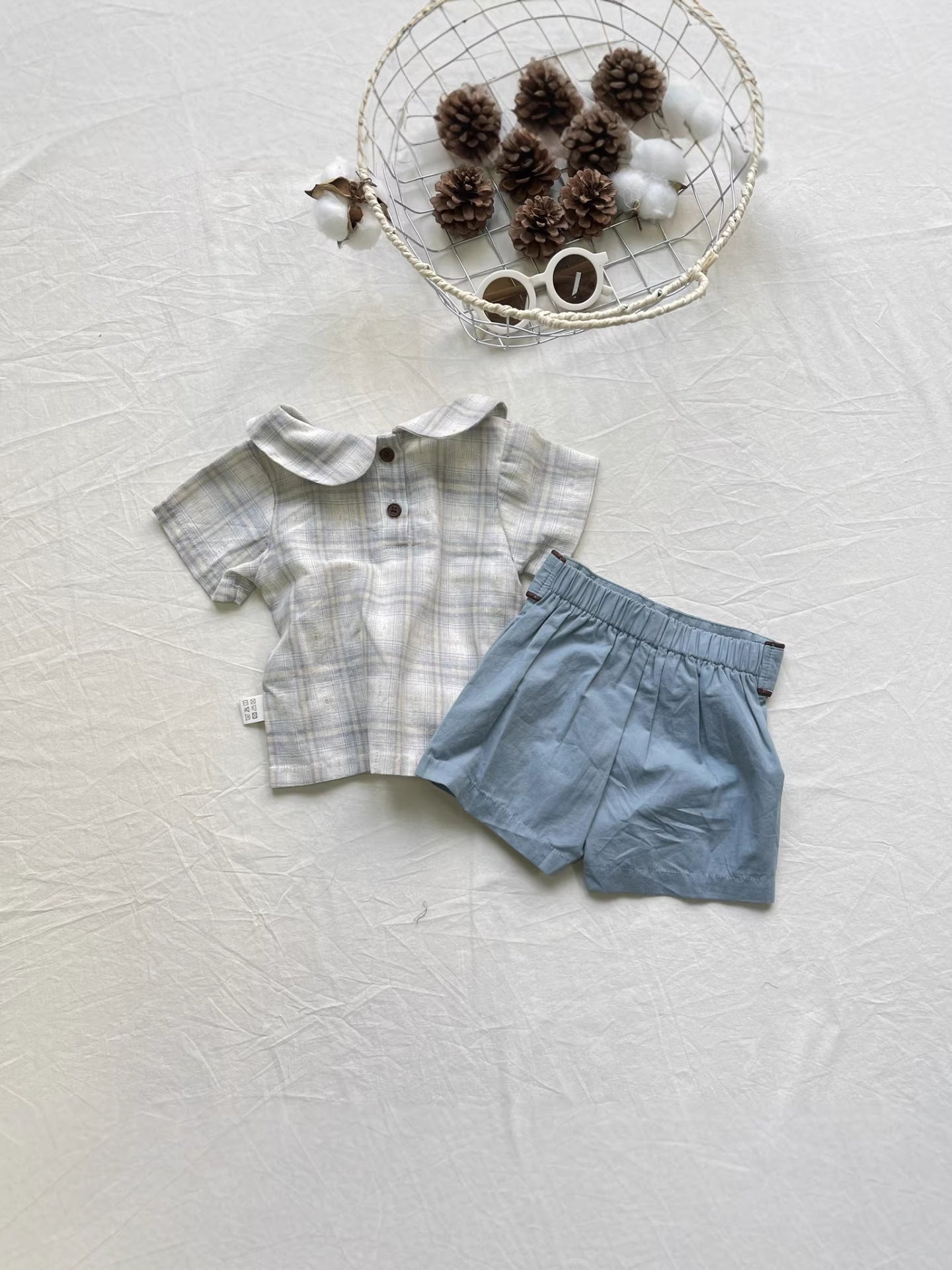 Plaid Lapel Refreshing Pants Set チェック柄 ラペル セットアップ【mh0012297】 yi nian ni