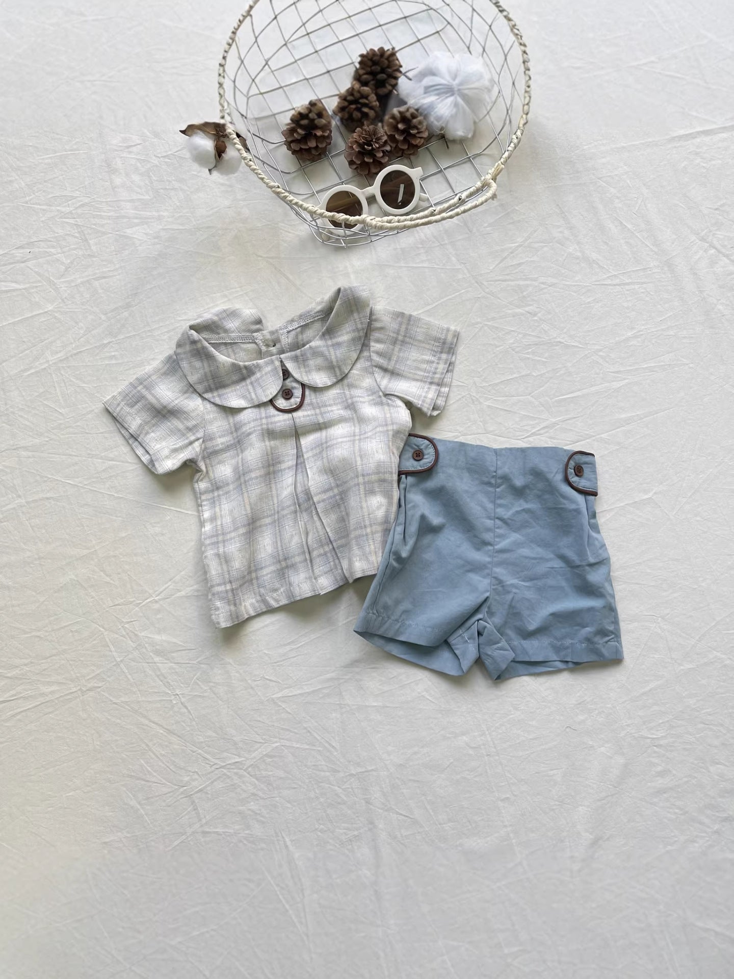 Plaid Lapel Refreshing Pants Set チェック柄 ラペル セットアップ【mh0012297】 yi nian ni