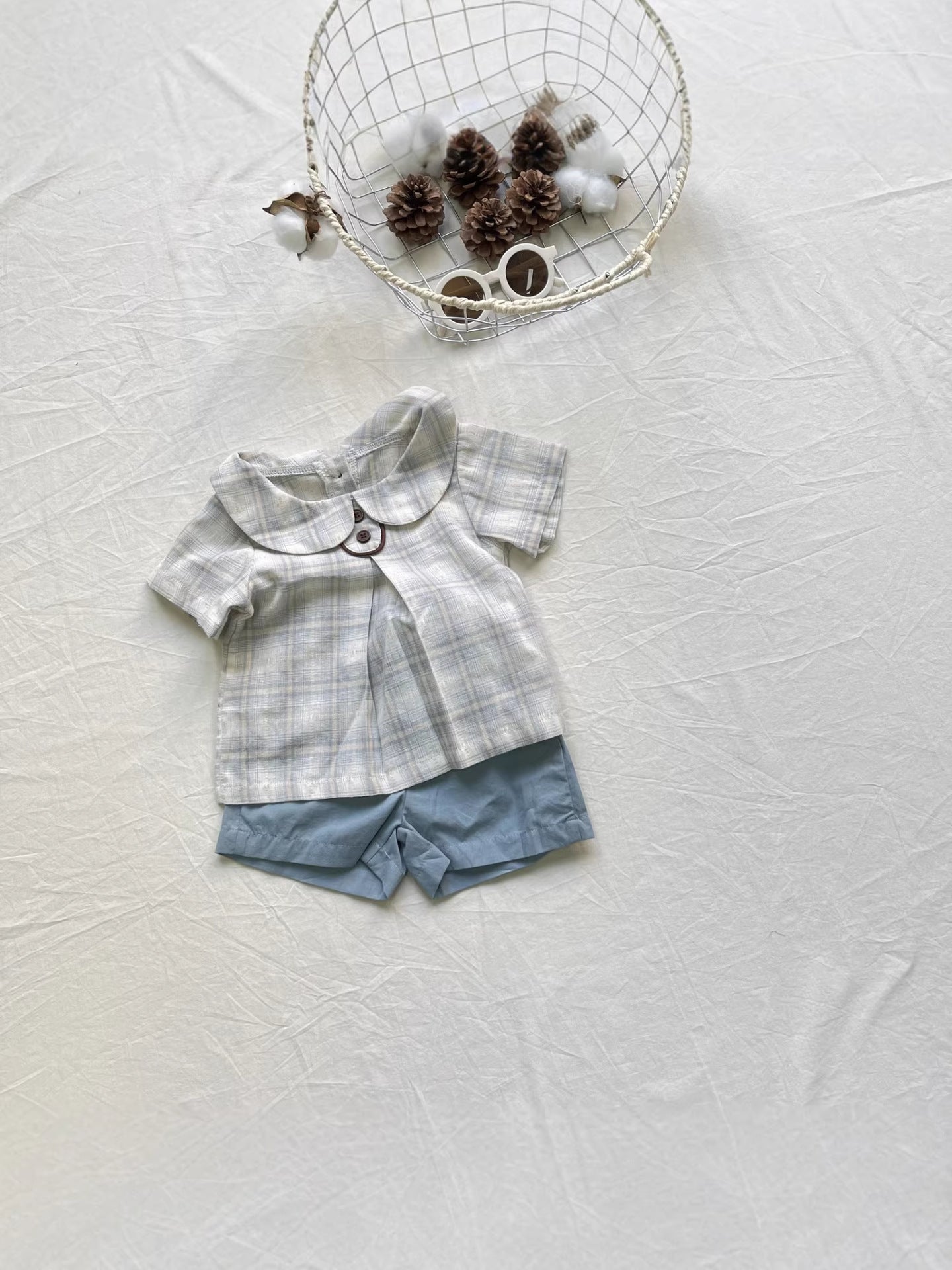 Plaid Lapel Refreshing Pants Set チェック柄 ラペル セットアップ【mh0012297】 yi nian ni