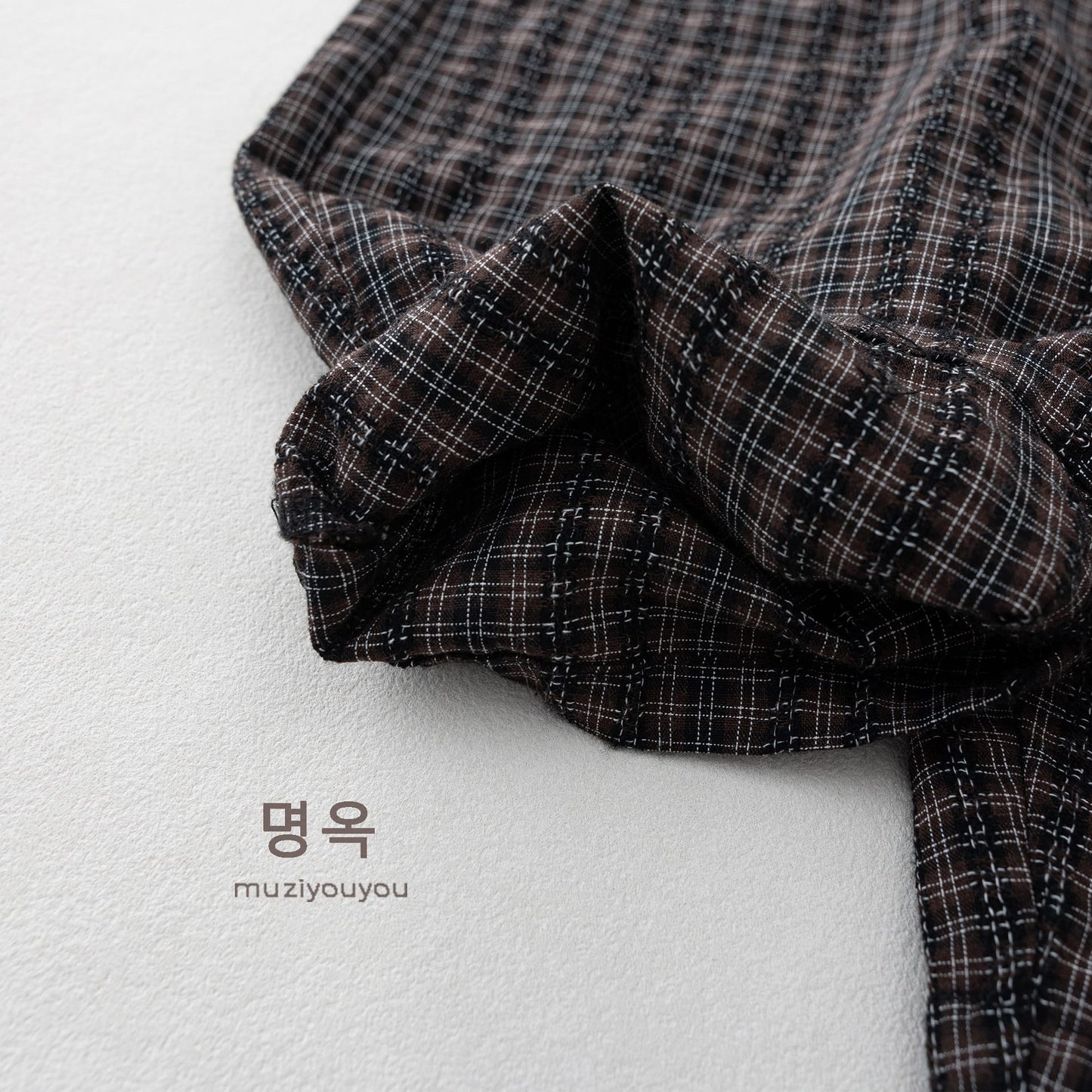 Plaid Loose-Fit Jumpsuit サスペンダー ハーフサロペット【mh0013136】 명옥 muziyouyou サロペットパンツ・サスペンダーパンツ