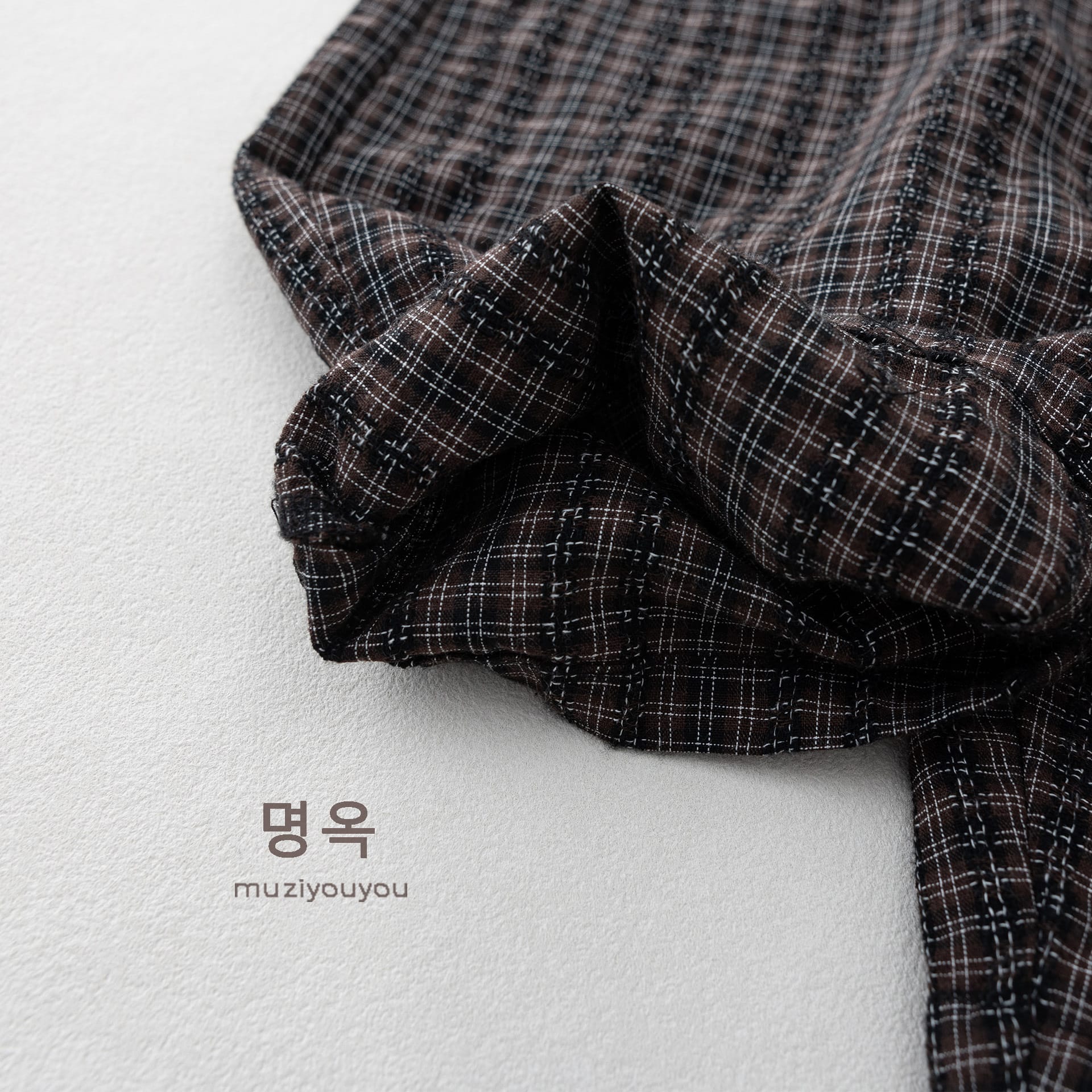 Plaid Loose-Fit Jumpsuit サスペンダー ハーフサロペット【mh0013136】 명옥 muziyouyou サロペットパンツ・サスペンダーパンツ