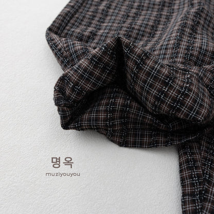 Plaid Loose-Fit Jumpsuit サスペンダー ハーフサロペット【mh0013136】 명옥 muziyouyou サロペットパンツ・サスペンダーパンツ
