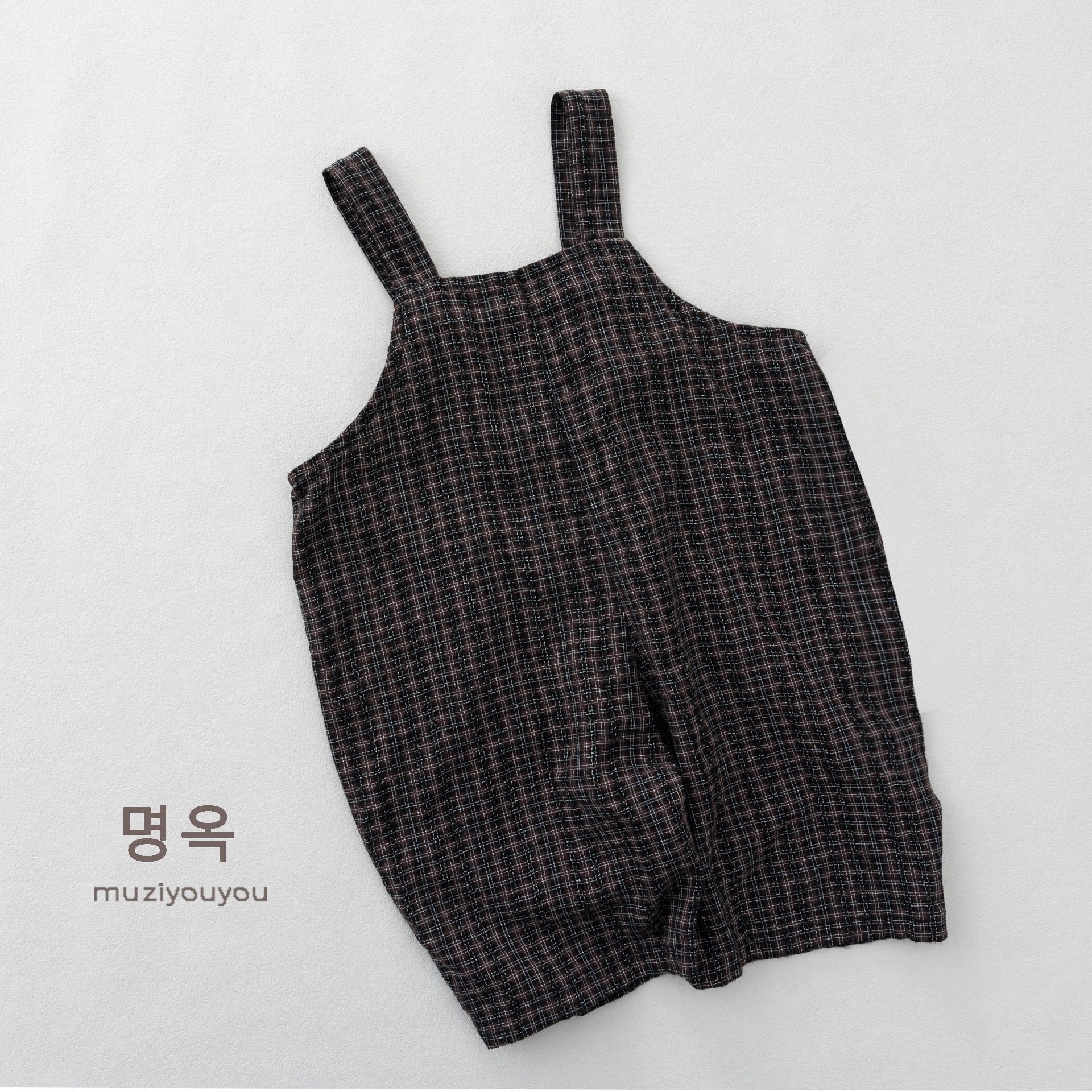 Plaid Loose-Fit Jumpsuit サスペンダー ハーフサロペット【mh0013136】 명옥 muziyouyou サロペットパンツ・サスペンダーパンツ