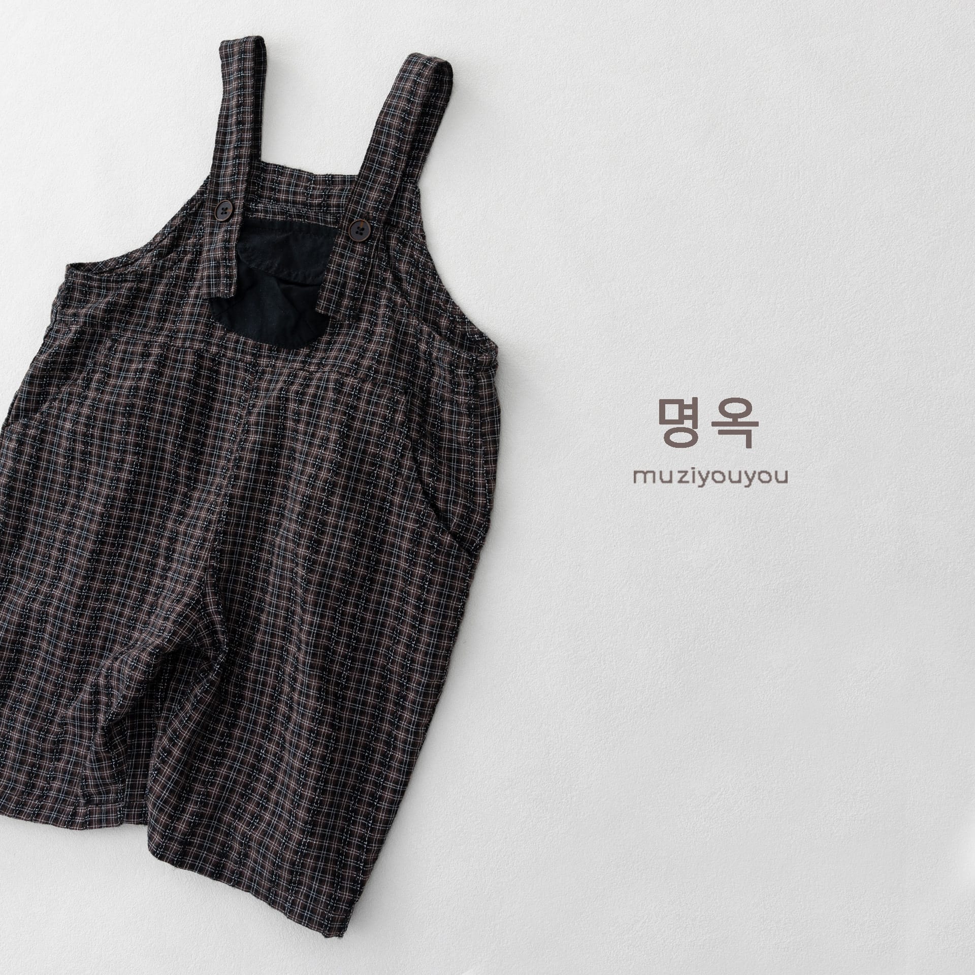 Plaid Loose-Fit Jumpsuit サスペンダー ハーフサロペット【mh0013136】 명옥 muziyouyou サロペットパンツ・サスペンダーパンツ
