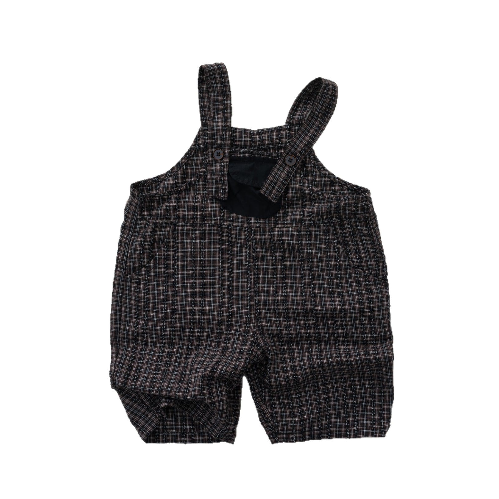 Plaid Loose-Fit Jumpsuit サスペンダー ハーフサロペット【mh0013136】 명옥 muziyouyou サロペットパンツ・サスペンダーパンツ