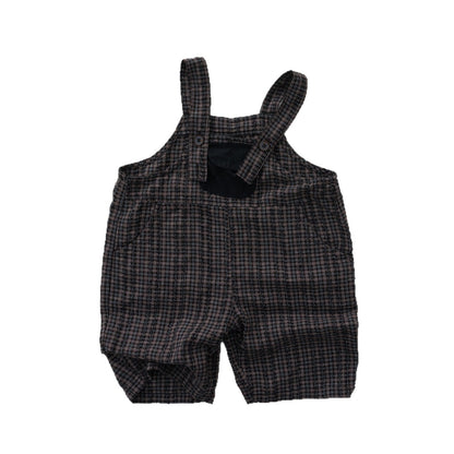 Plaid Loose-Fit Jumpsuit サスペンダー ハーフサロペット【mh0013136】 명옥 muziyouyou サロペットパンツ・サスペンダーパンツ