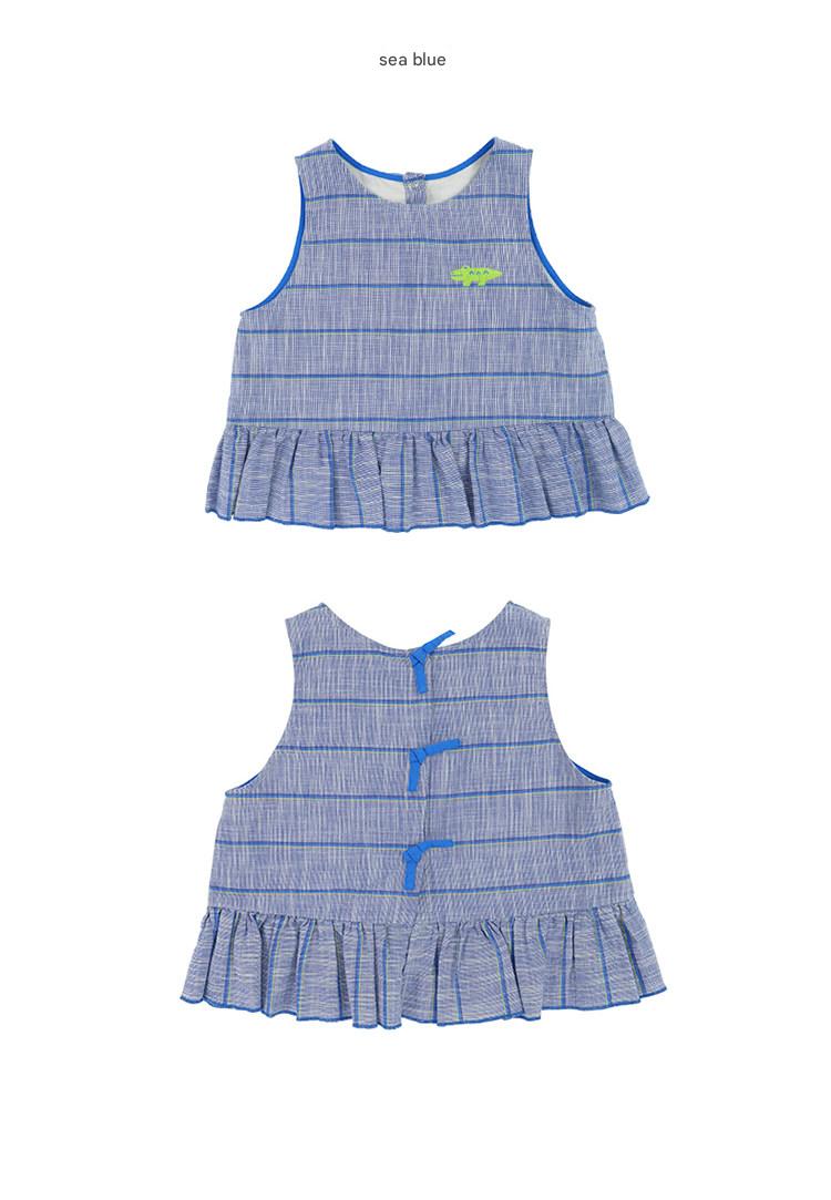 Plaid Ruffled Vest Set ストライプ チェック トップス ワイドロングパンツ【mh0013097】 RICE & SKY ノースリーブセットアップ