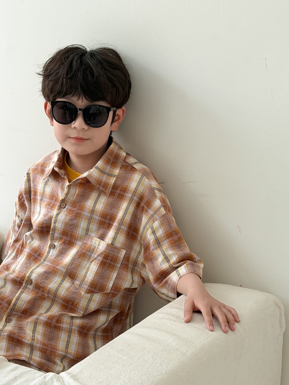 Plaid Separates チェック 半袖シャツ ショートパンツ ノースリーブワンピース【mh0013127】 KUMAI.KIDS 半袖セットアップ