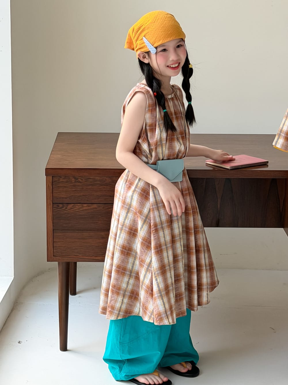 Plaid Separates チェック 半袖シャツ ショートパンツ ノースリーブワンピース【mh0013127】 KUMAI.KIDS 半袖セットアップ