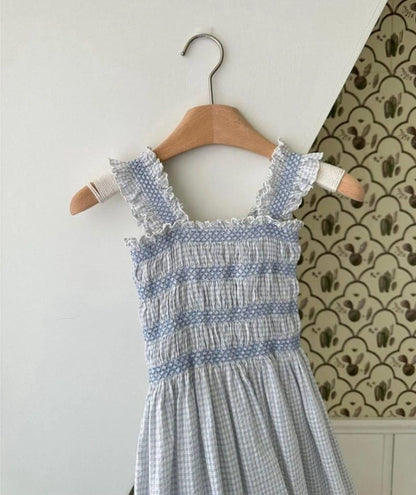 Plaid Straps Jumpsuit シャーリング ノースリーブロンパース【mh0013110】 BBAMMA ノースリーブロンパース