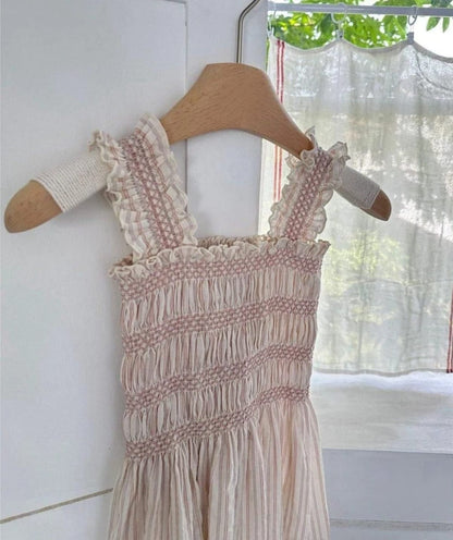 Plaid Straps Jumpsuit シャーリング ノースリーブロンパース【mh0013110】 BBAMMA ノースリーブロンパース