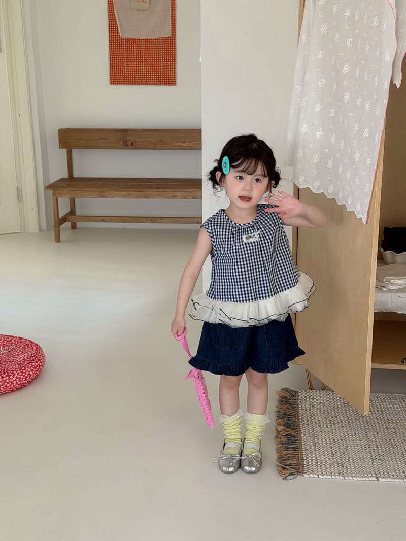 Plaid Tulle Hem Tank Top ギンガムチェック チュール ノースリーブブラウス【mh0012758】 MaiTianJi タンクトップ・キャミソール・ノースリーブトップス