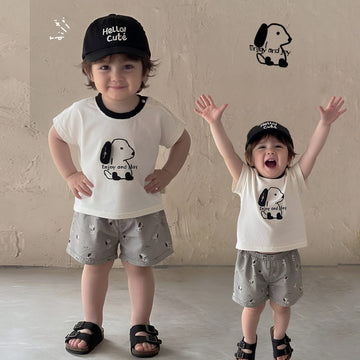 Playful Puppy Co-ord 半袖Tシャツ ショートパンツ セットアップ【mh0012861】 ABNN 半袖セットアップ