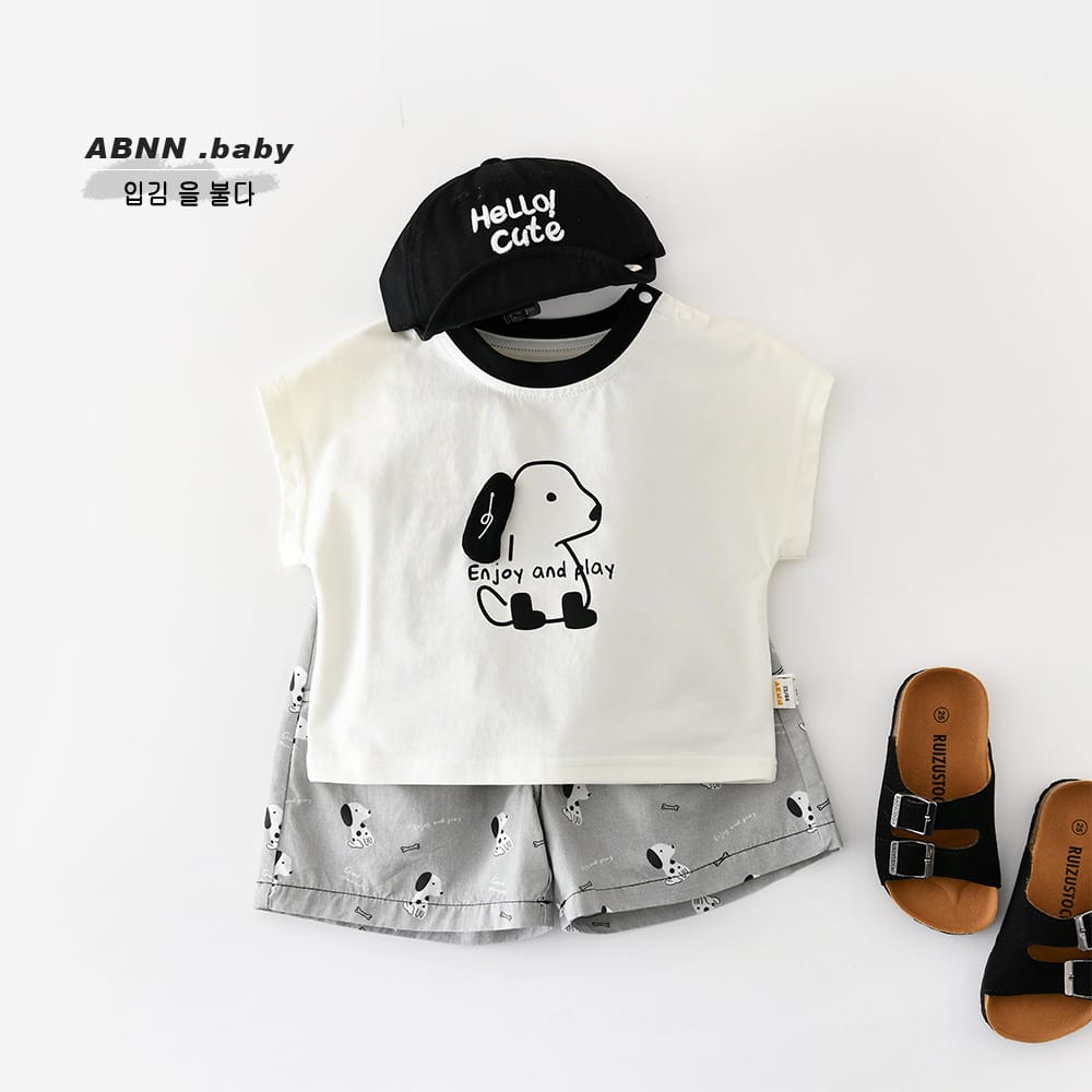 Playful Puppy Co-ord 半袖Tシャツ ショートパンツ セットアップ【mh0012861】 ABNN 半袖セットアップ